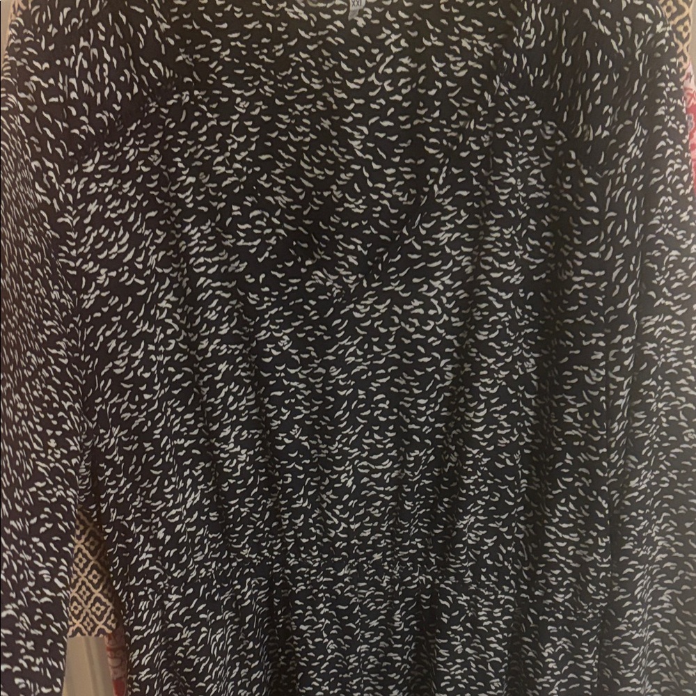 Collective Concepts Navy and Cream Patterned Dress
